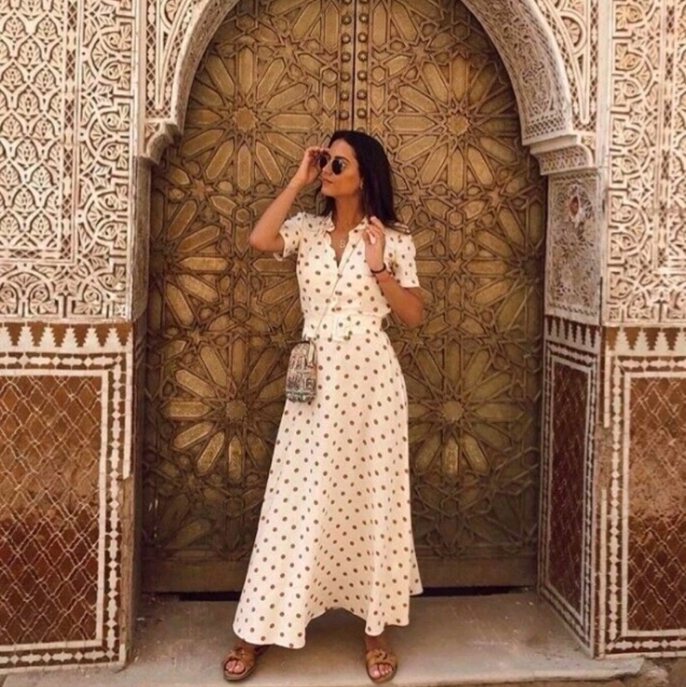 Zara Cream Polka Dot Maxi Dress As Seen On Ivanka Trump